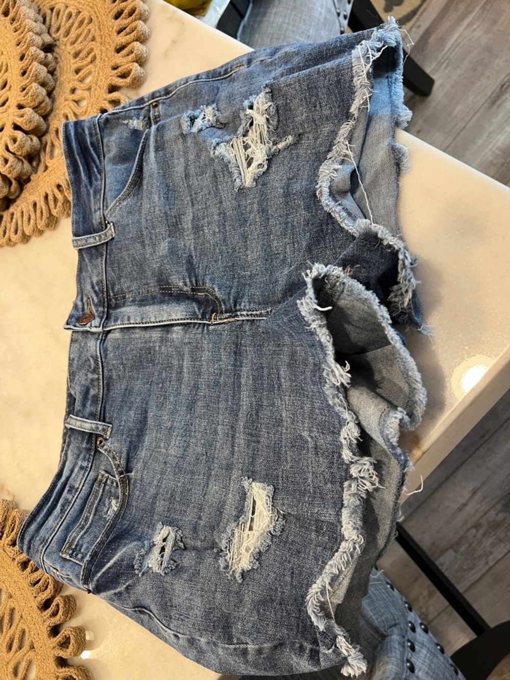 Maurices Distressed Blue Denim Cutoff Shorts